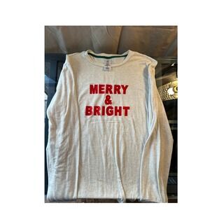 Mens Merry Bright Long Sleeve Pajama Top Sleep Shirt M Christmas Holiday